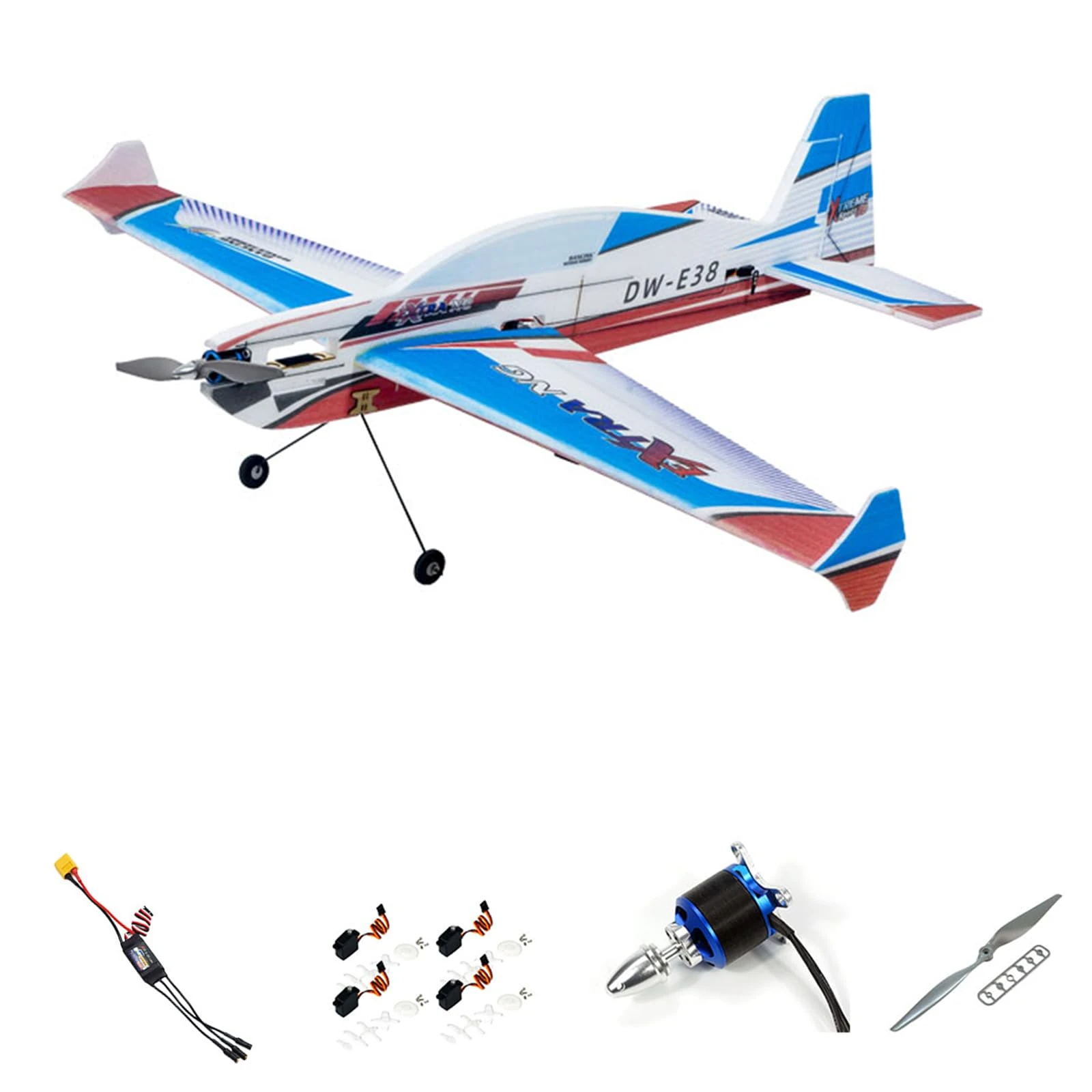 Goolsky RC Airplane, Dancing Wings Hobby E38 Extra-NG 1200mm Wingspan EPP Foam 3D Sport Remote Control Airplane KIT/KIT + Power Combo - Kit+Motor+Prop+Servo+ESC