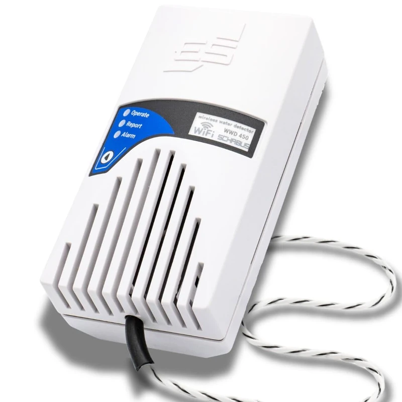 Schabus Smart Water Detector WWD 450 with Sensor Cable (230 V, Schuko) Push Message via Smart Life App, Leakage/Water Protection for Basement, Bathroom, Kitchen, Aquarium - Image 1