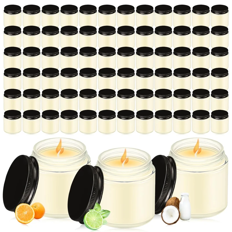 MTLEE 72-Pc Mini Jar Candle Set - 4oz Lemon, Citrus & Coconut Milk
