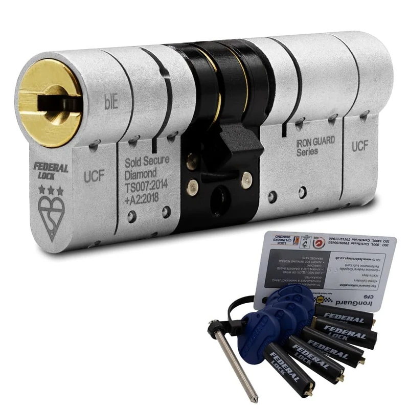Federal 3 Star Euro Cylinder Door Lock TS007 Diamond Secure Anti-Snap Dual Finish 5 Keys - 10 Year Guarantee 40/45