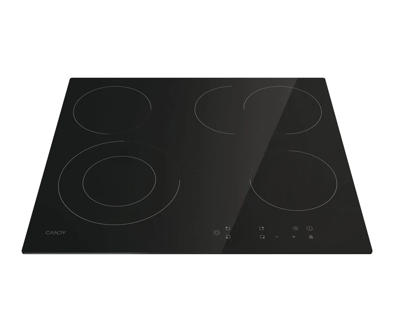 Candy CEH6DXECTT/1 Hob/Self-sufficient Hi-Light Hob/Width 60 cm/Mono Touch Operation / 4 Cooking Zones/Timer/Child Lock/Frameless/Glass Black