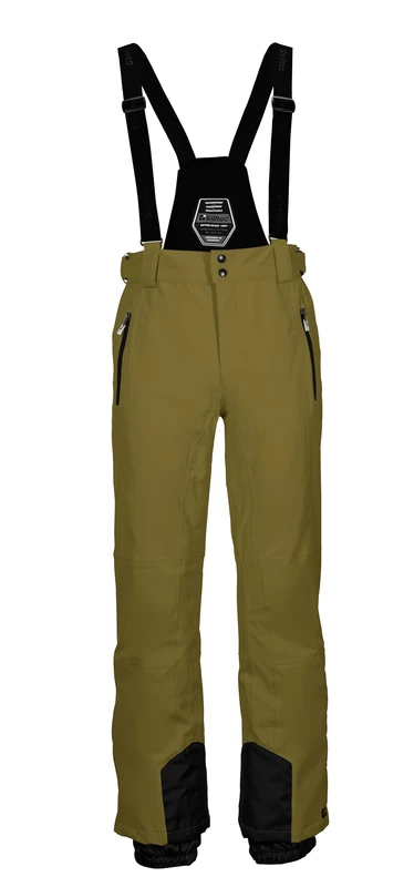 killtec Enosh 30920-000 Men's Ski Trousers with Removable Straps, Edge Protection and Snow Guard, Pale Olive, M