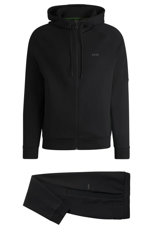 BOSS Mens Tracksuit Set Logo-print tracksuit in stretch cotton