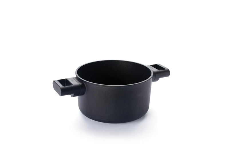 Woll Eco Logic QXR Saucepan, Diameter 20 cm, 12 cm High, 3 litres, with 2 Side Handles, Suitable for All Hobs, PFAS-Free, Cast Aluminium, Non-Stick Coating, Oven-Safe, Black