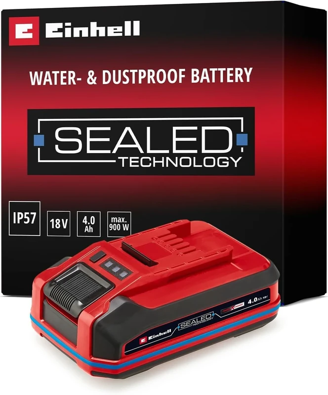 Einhell Power X-Change Plus 18V Sealed 4.0Ah Lithium-Ion Battery - 2nd Generation, IP57 Waterproof & Dust Protection - Universally Compatible with All PXC Power Tools and Garden Machines