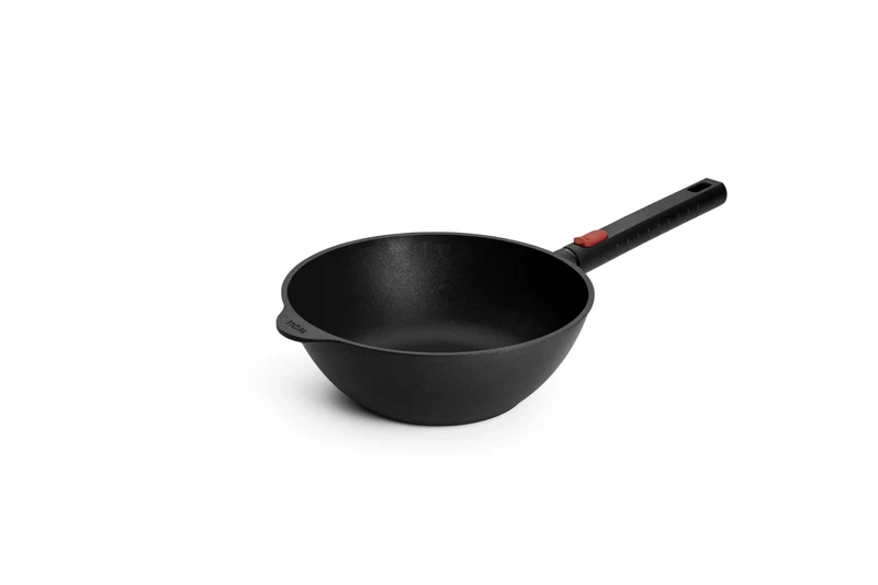 Woll Eco Logic QXR Wok and Stirring Pan and Mixing Pan Inductive Diameter 24 cm Height 10 cm with Removable Handle Suitable for All Hob Types PFAS-Free Non-Stick Coating