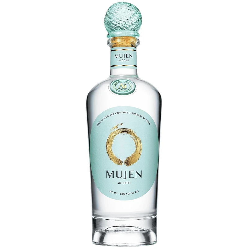 MUJEN Ai Lite Premium Japanese Rice Shochu 23% ABV – Light & Crisp Honkaku Spirit from Kumamoto, Japan, 75cl Bottle, crafted from rice, koji & water for highballs, citrus cocktails & home bar gifts