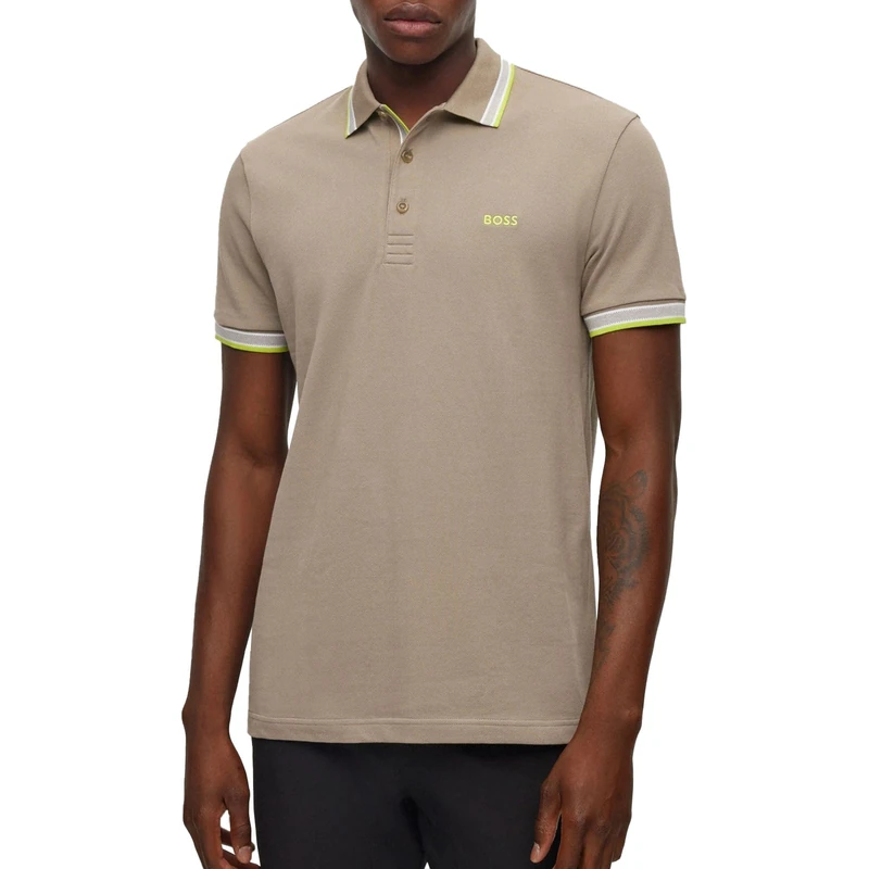 BOSS Mens Paddy Contrast-Logo Paddy Polo Shirt in Cotton piqué