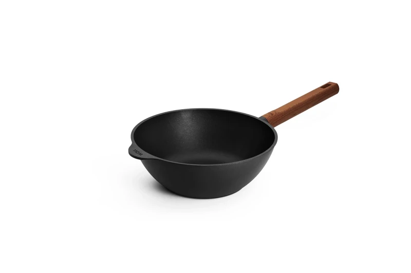 Woll Eco Logic QXR Wok and Stirring Pan Diameter 24 cm with Solid Wooden Handle - PFAS-Free Diamond QXR Non-Stick Aluminium Wok Pan - Induction Pan - Small Wok