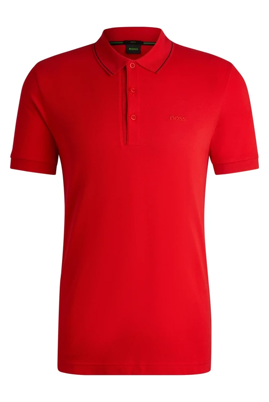BOSS Mens Paule 4 Cotton-piqué Slim-fit Polo Shirt with Tonal Logo
