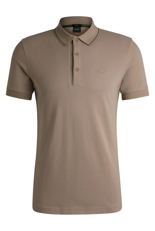 BOSS Mens Paule 4 Cotton-piqué Slim-fit Polo Shirt with Tonal Logo