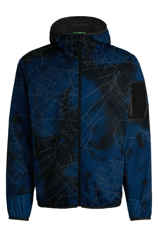 BOSS Mens J Roders Seasonal-Print Jacket with Decorative Reflective Details