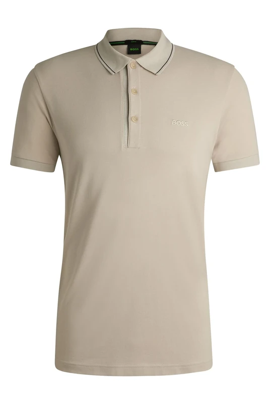BOSS Mens Paule 4 Cotton-piqué Slim-fit Polo Shirt with Tonal Logo