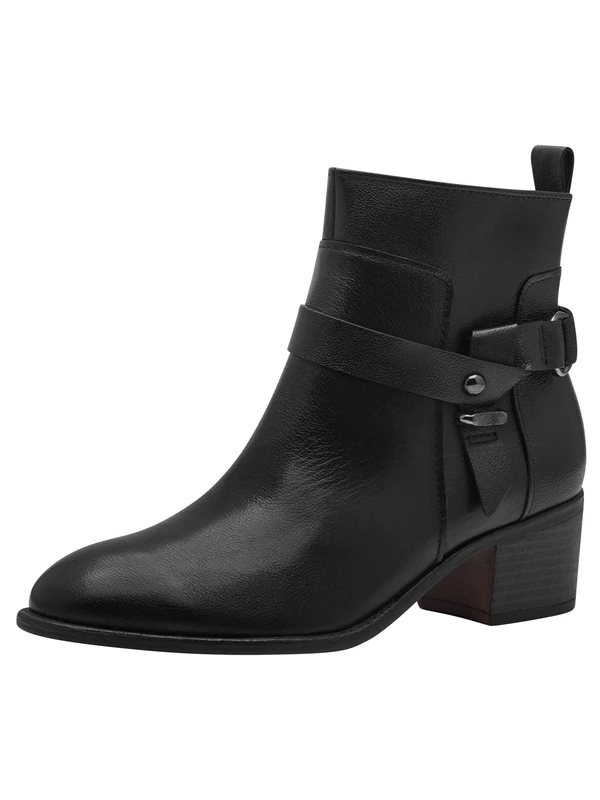MARCO TOZZI Ladies Leather Zip Up Ankle Boots, black, 8 UK