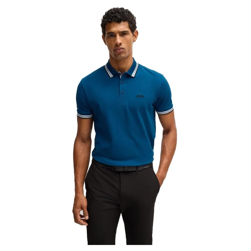 BOSS Mens Paddy Contrast-Logo Paddy Polo Shirt in Cotton piqué