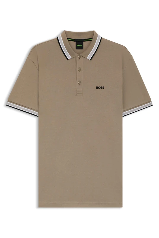 BOSS Mens Paddy Contrast-Logo Paddy Polo Shirt in Cotton piqué