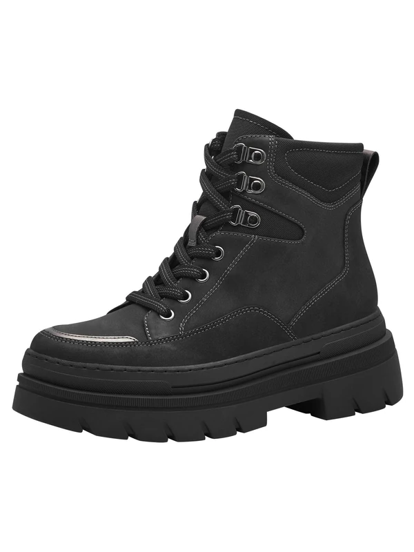 MARCO TOZZI Women's Lace Up Platform Ankle Boots with Zipper, Black (Black Comb), 6 UK