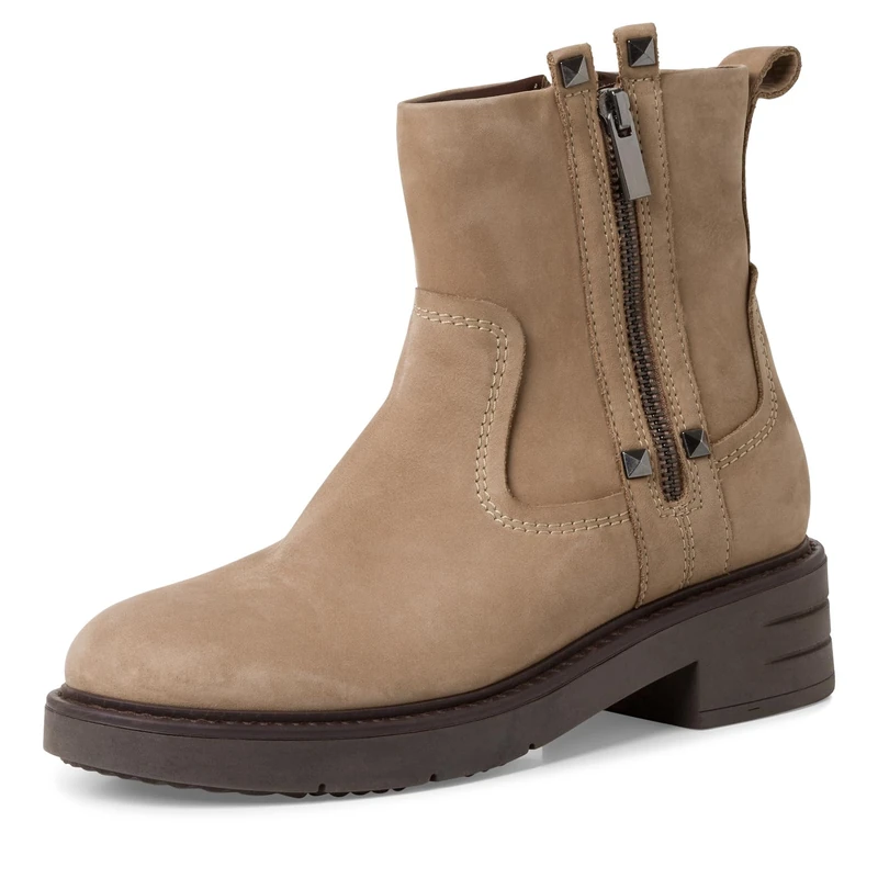 MARCO TOZZI Ladies Leather Zip Up Ankle Boots, Taupe nubuck, 7 UK