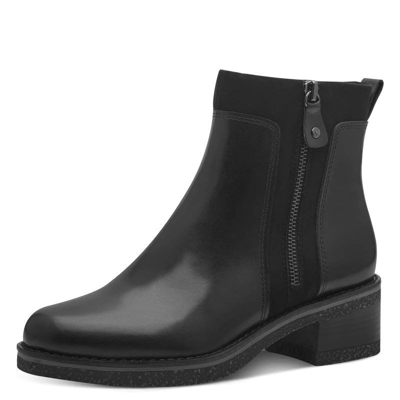 MARCO TOZZI Women's Leather Block Heel Ankle Boots, Black (Black Nappa), 6 UK