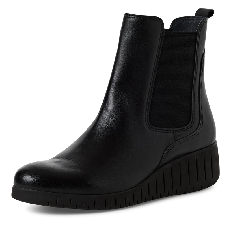 MARCO TOZZI Women's Leather Chelsea Boots with Wedge Heel, black, 8 UK