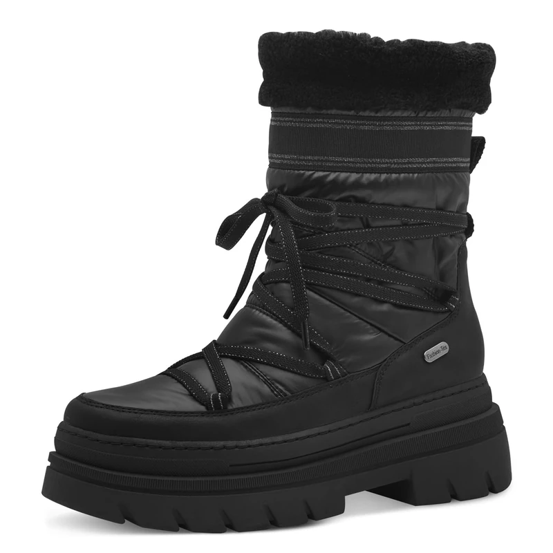 MARCO TOZZI Women's Lace-Up Boots Without Heel Winter with Platform, Black (Black Comb), 8 UK