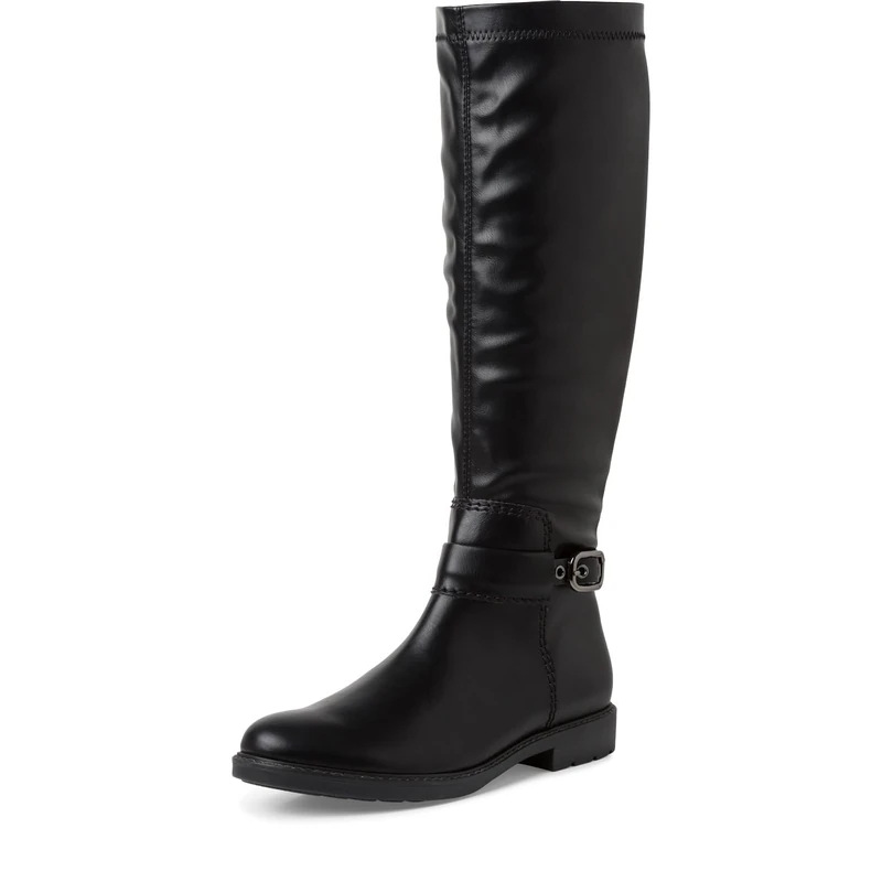 MARCO TOZZI Women's Overknee Boots Flat with Zip, black, 6 UK