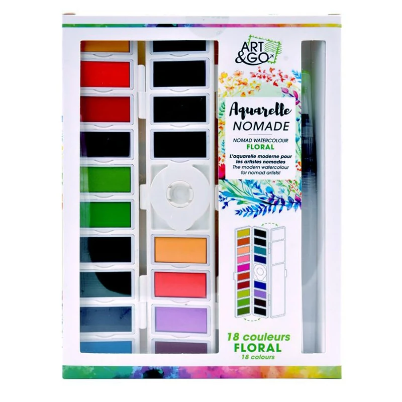 ART&GO Palette Watercolor, Floral, 18 cups - Image 1