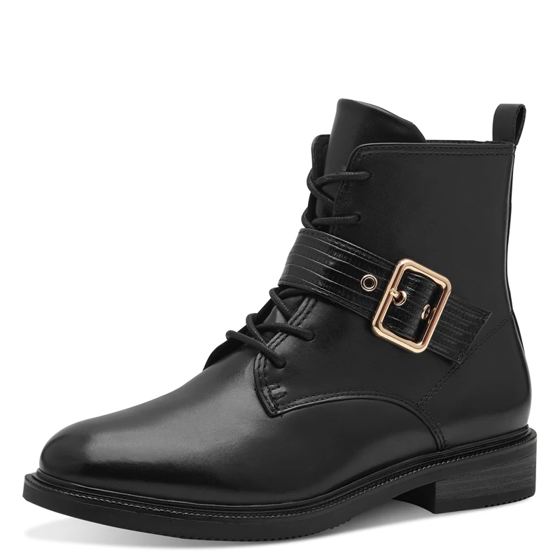 MARCO TOZZI Women's Laced Bootie 2-25101-43 Fashion Boots, Black/Gold, 36 EU, Black gold, 4 UK