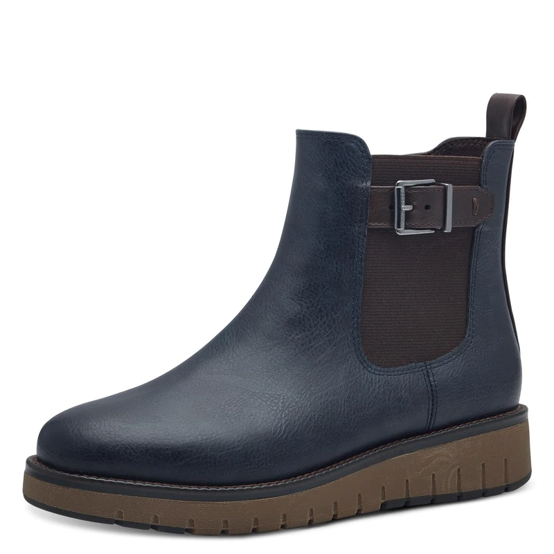 MARCO TOZZI Women's Chelsea Boots Flat with Zip, Navy Comb, 7 UK