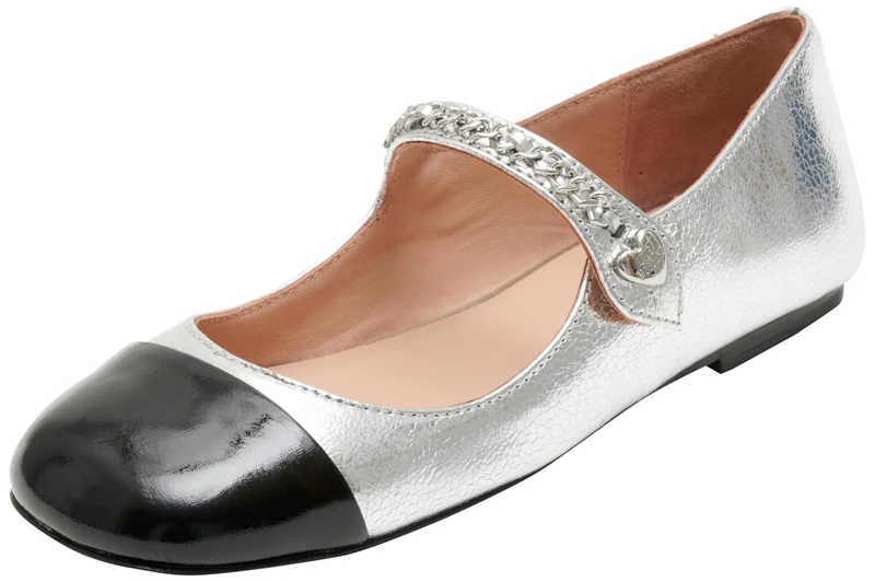 Love Moschino Ballet Flats Women Silver Black 5 UK