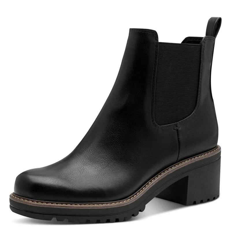 MARCO TOZZI Women's Chelsea Boots with Block Heel Vegan, black, 8.5 UK