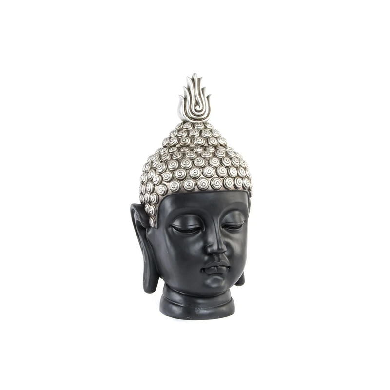 AlexandreHouse Resin Figure 27 x 24 x 49 cm Cabeza Buda Plateado - Image 1