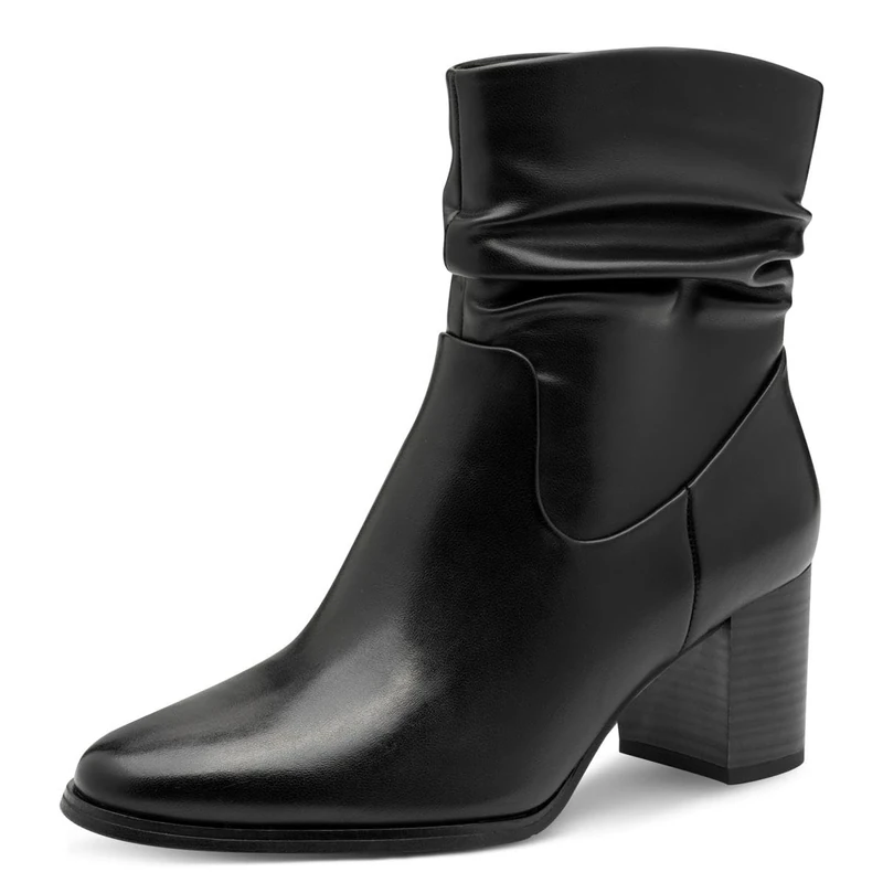 MARCO TOZZI Women's Vegan Ankle Boots with Heel with Zip, black, 6 UK