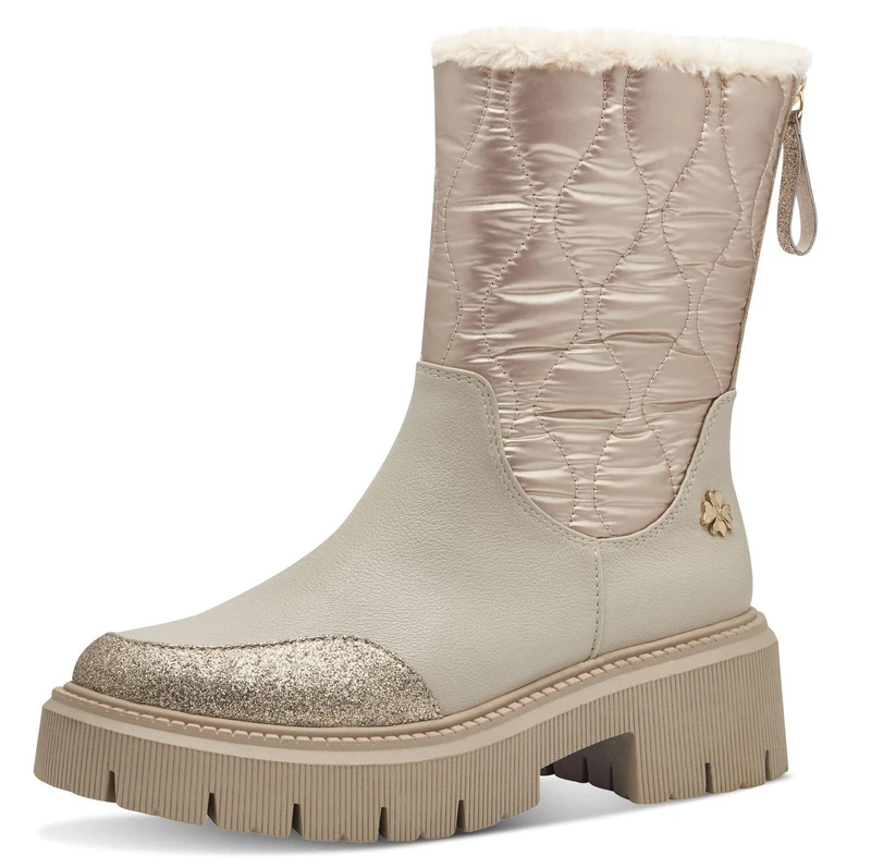 MARCO TOZZI by Guido Maria Kretschmer Women's Bootie Zip+Slip 2-86400-43 Fashion Boots, Taupe MET.Comb, 36 EU, Taupe Met Comb, 4 UK
