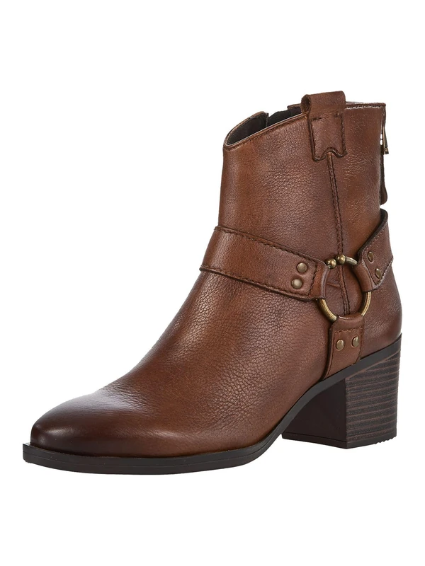 MARCO TOZZI Ladies Leather Zip Up Ankle Boots, Cuoio, 8 UK