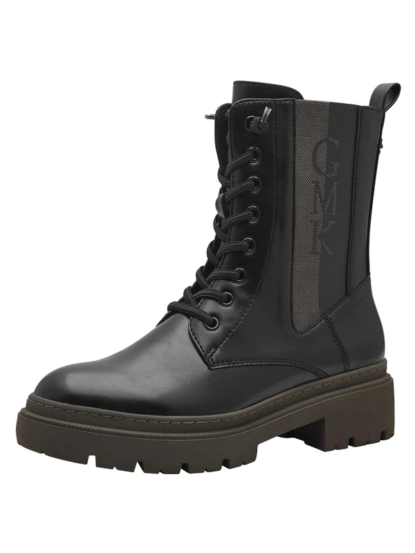 MARCO TOZZI by Guido Maria Kretschmer Women's Lace-Up Ankle Boots with Platform with Zip, Black Khaki, 7 UK