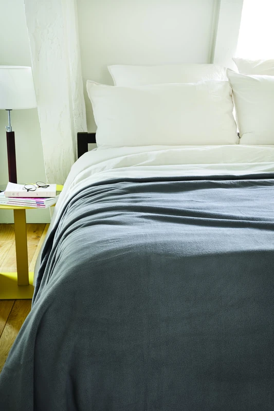 Toison d'or Narvik Double Sided Polyester Blanket, 180 cm x 220 cm Size, Steel/Natural - Image 1