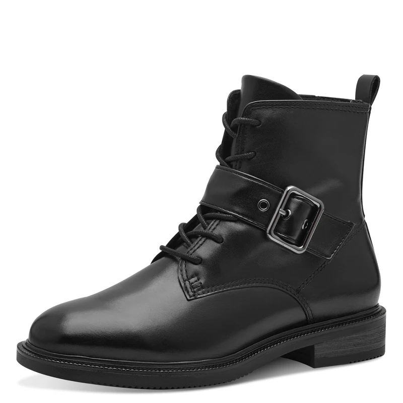 MARCO TOZZI Women's Lace-Up Ankle Boots with Leather Content Elegant, black, 5 UK