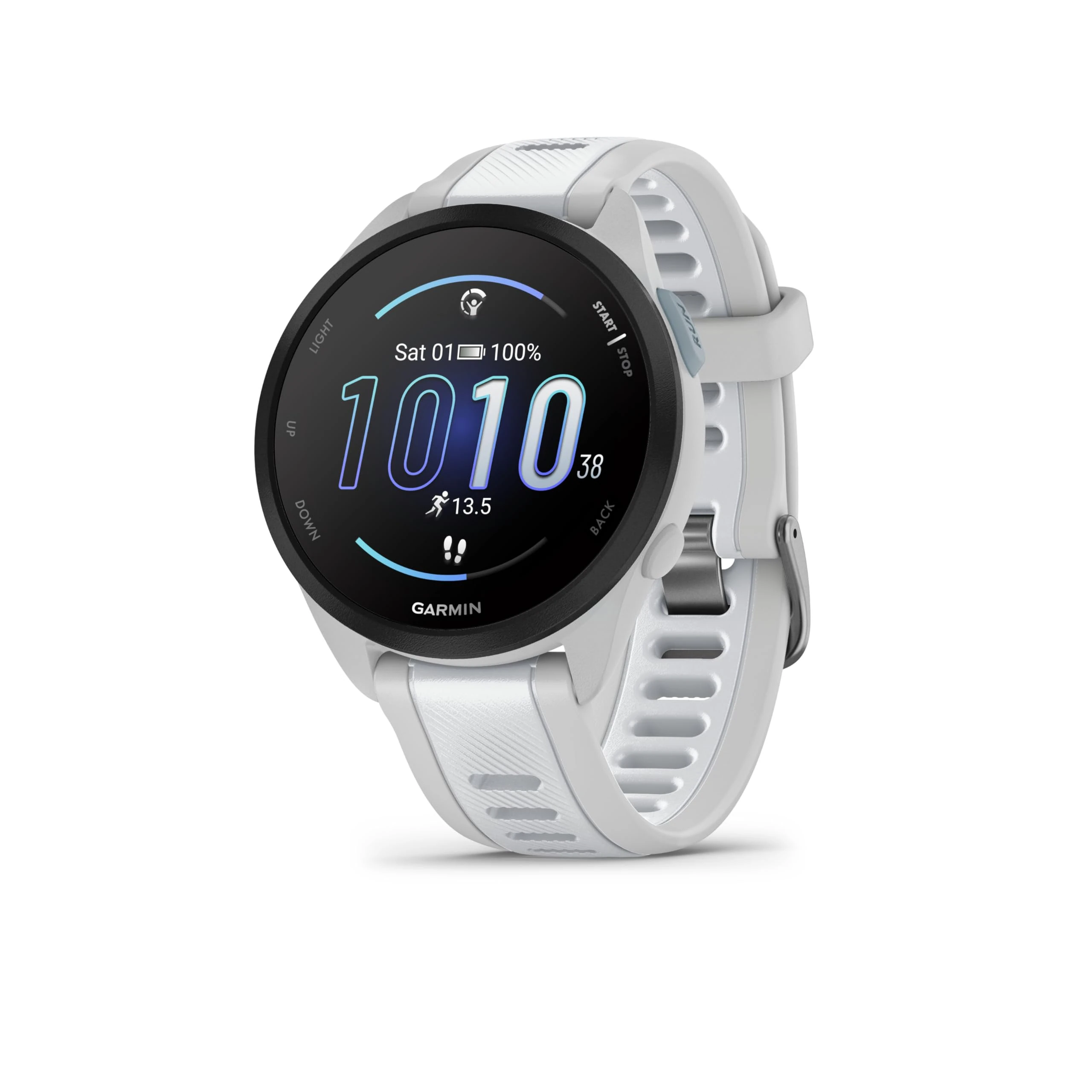 Garmin Forerunner 165 GPS 43mm Running Smartwatch, Lightweight, AMOLED Touchscreen, Advanced Training, Insights and Features, Safety & Tracking Features, up to 11 days Battery Life, White
