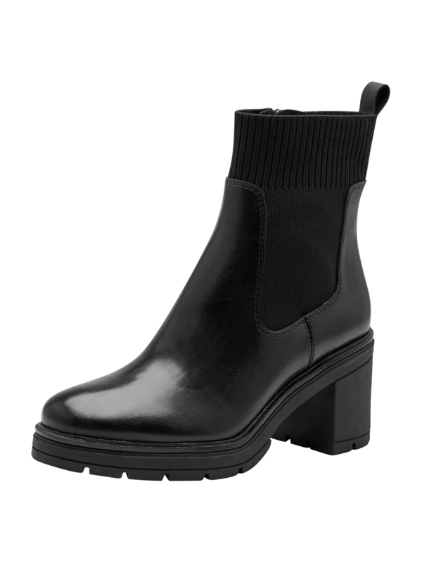 MARCO TOZZI Women's Leather Rich Chelsea Boots with Heel, black, 8.5 UK