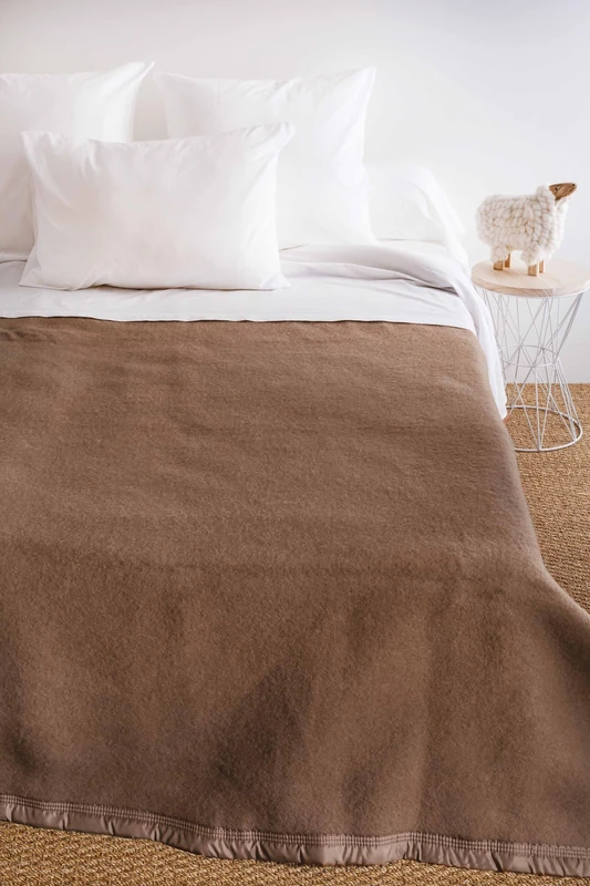 Toison d'or Volta Woolmark Wool Blanket, 180 cm x 240 cm, Buff