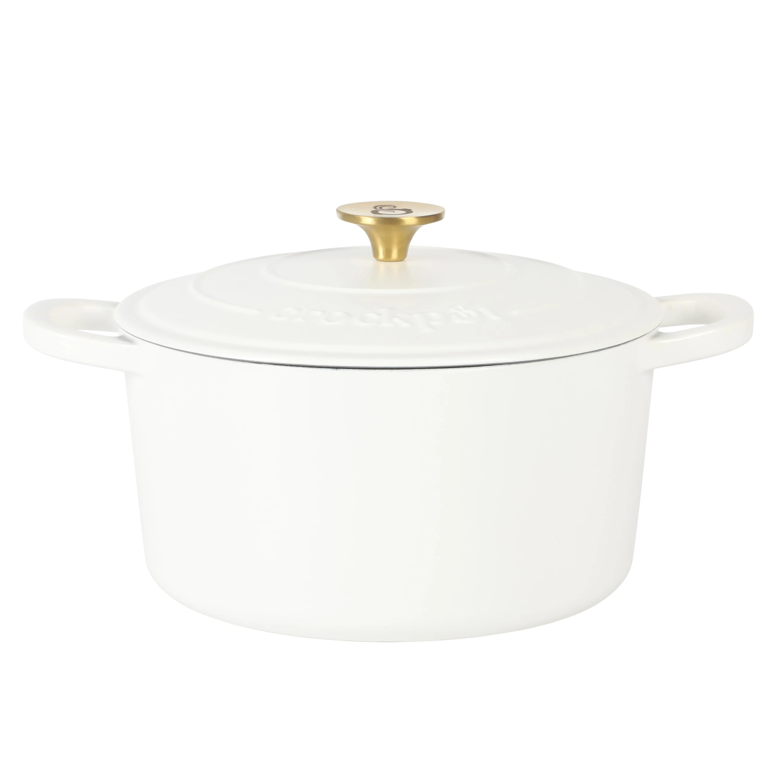 Crock Pot Artisan 6-Quart Round Dutch Oven - Matte Linen White w/Gold Knob