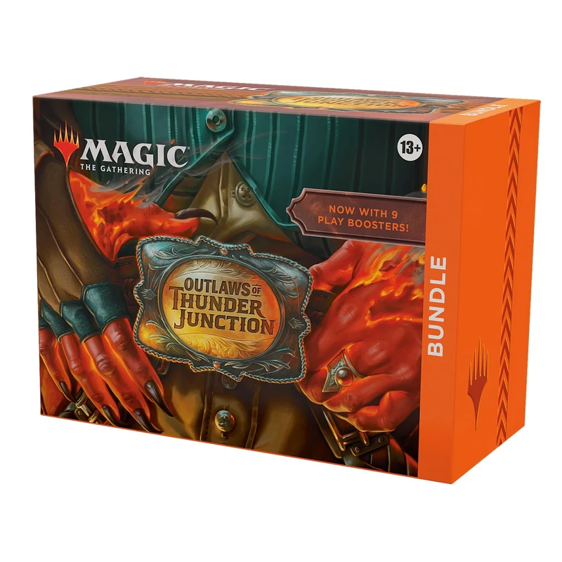 Magic The Gathering Outlaws of Thunder Junction Bundle - 9 Play Boosters, 30 Land cards + Exclusive Accessories (English Version)