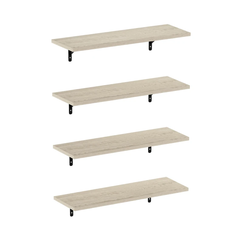 Furinno ROSSI Floating Shelves for Wall Set of 4, 58.4cm Wall Shelf, Floating Shelf, Wall Mounted Shelves, for Bathroom, Bedroom, Living Room, Metropolitan Pine