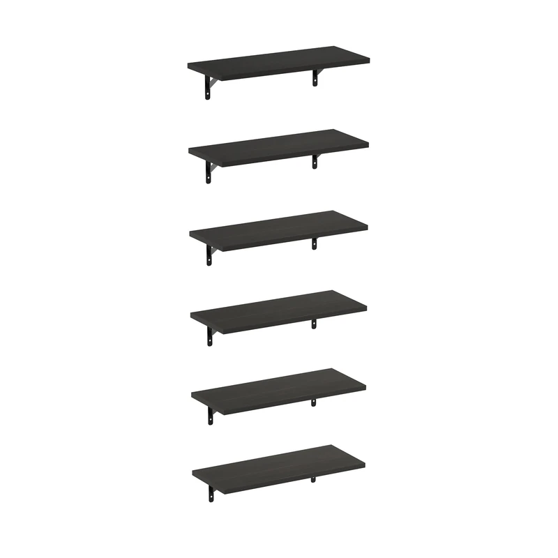 Furinno ROSSI Floating Shelves for Wall Set of 6, 45.7cm Wall Shelf, Floating Shelf, Wall Mounted Shelves, for Bathroom, Bedroom, Living Room, Espresso