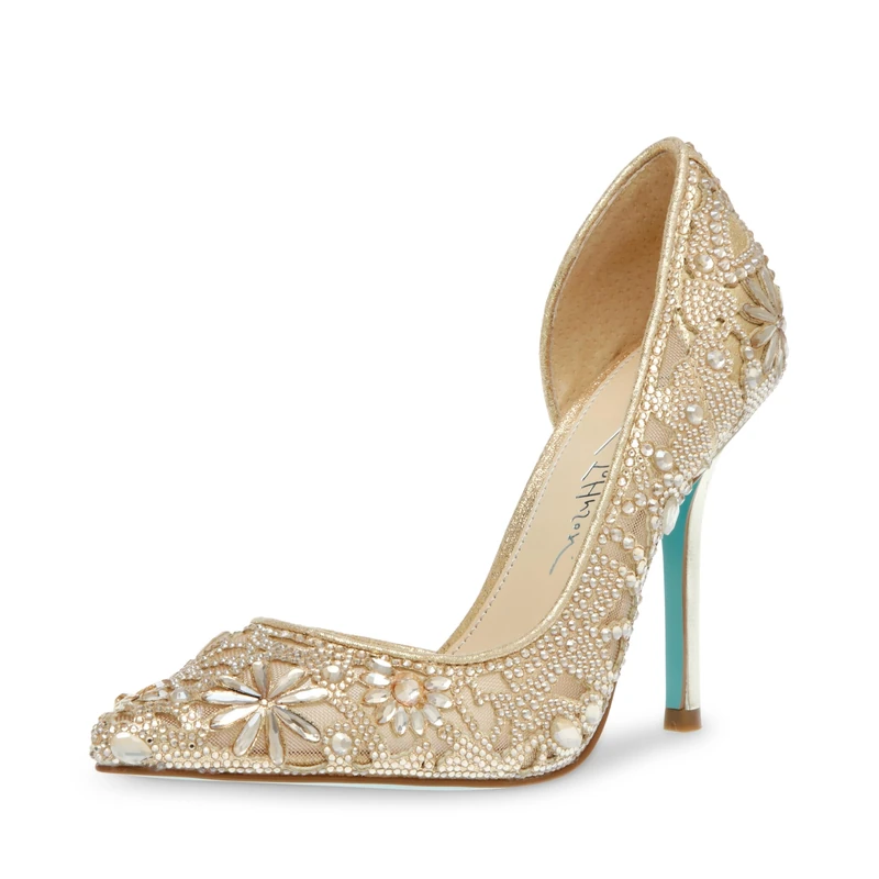 Betsey Johnson Womens Chic Slip-On Pointed Toe D'Orsay, Light Gold, 7 UK - Image 1