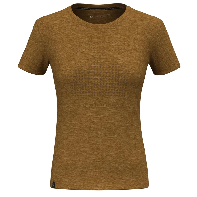 Salewa Eagle Dotted Mountain Merino T-Shirt Women, Golden Brown, XS