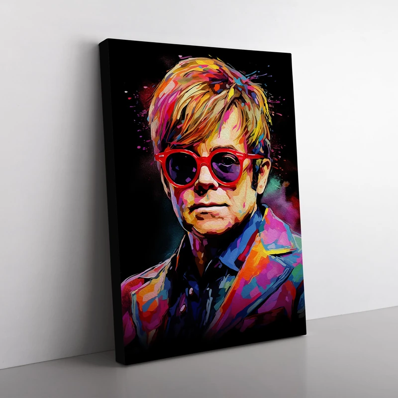 Elton John Abstract Art Canvas Print for Living Room Bedroom Home Office Décor, Wall Art Picture Ready to Hang, 76x50 cm (30x20 Inch) - Image 1