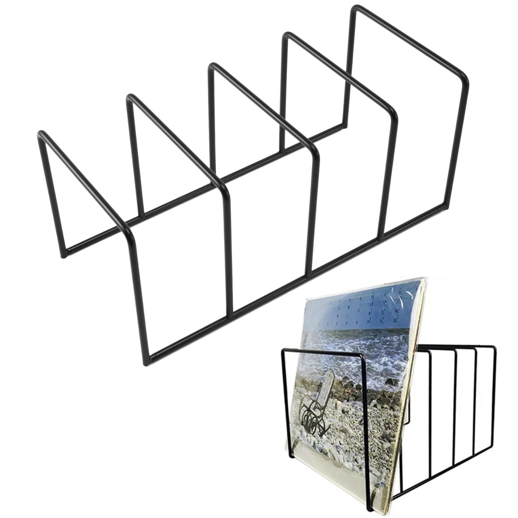 Orimommth Vinyl Record Storage Metal Record Display Shelf Turntable Storage Shelf Display Up to 50 LP Albums CDs Exhibit Stand Holder for Office Desktop Decor