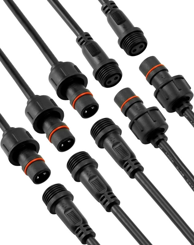 QWORK 5-Pair IP65 2-Pin Connectors with 22AWG Cable - LED & Outdoor